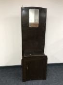 An oak mirrored hall stand