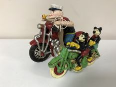 Two cast iron figures - Mickey Mouse and Popeye