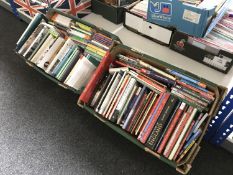 Two boxes of books relating to travel, history,