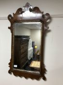 A mahogany Chippendale style wall mirror