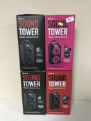 Four boxed blue-tooth sound towers