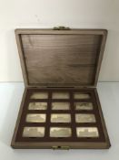 The Birmingham Mint, Royal Palaces, A collection of 12 sterling silver ingots,