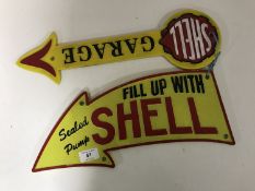 Two cast iron signs - Shell Arrow Garage