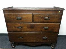 A late Victorian pine four drawer press base