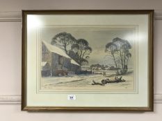 Two limited edition colour prints depicting a country village,