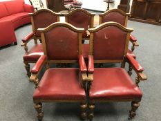 A set of Edwardian oak armchairs (5)