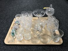 A tray of assorted glass ware and lead crystal - Stewart Crystal dish,