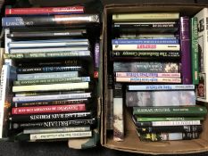 Three boxes of books relating to travel, reference,