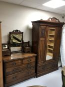 A late Victorian mahogany wardrobe and dressing chest