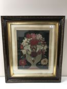 A nineteenth century crewel work panel depicting flowers in a vase, 39 cm x 50 cm, framed.
