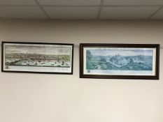 A framed colour print The South East Prospect of Newcastle upon Tyne and a print The South West