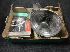 A box of 1950's dancing times magazines, a barber health lamp,