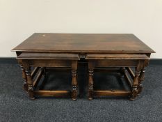 A nest of three Chapmans Siesta oak tables