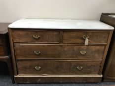 A Victorian mahogany four drawer marble topped chest