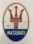 A cast iron plaque - Maserati