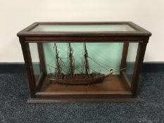 A wooden model of a three masted ship, Hannah,