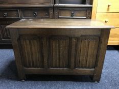 A Chapmans Siesta oak linen fold blanket box