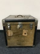 An early 20th century cube luggage case CONDITION REPORT: This measures 56x56x56cm.