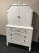 A painted oak tall boy