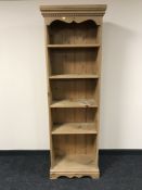 A set of pine open bookshelves