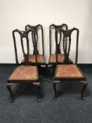 Four mahogany Queen Anne style dining chairs,