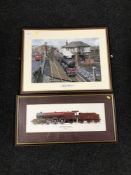 A framed A E Gills print - Blaydon train station,