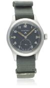 A GENTLEMAN'S STAINLESS STEEL BRITISH MILITARY ETERNA W.W.W. WRIST WATCH CIRCA 1940s PART OF THE 