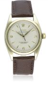 A RARE GENTLEMAN'S LARGE SIZE 10K SOLID GOLD ROLEX OYSTER PERPETUAL WRIST WATCH CIRCA 1950s, REF.