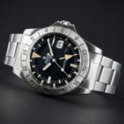 A RARE GENTLEMAN'S STAINLESS STEEL ROLEX OYSTER PERPETUAL DATE EXPLORER II 