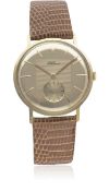 A RARE GENTLEMAN'S 18K SOLID PINK GOLD MOVADO WRIST WATCH CIRCA 1960s, DEPICTING THE ARABIC WORDS 