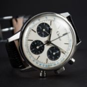 A VERY RARE GENTLEMAN'S STAINLESS STEEL CLEBAR CHRONOGRAPH WRIST WATCH CIRCA 1960s WITH 