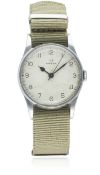 A GENTLEMAN'S STAINLESS STEEL BRITISH MILITARY RAF OMEGA PILOTS WRIST WATCH CIRCA 1940 D: Silver
