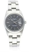 A GENTLEMAN'S STAINLESS STEEL ROLEX OYSTER PERPETUAL DATE BRACELET WATCH CIRCA 1987, REF. 15000 WITH