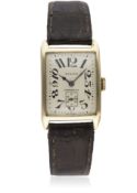 A GENTLEMAN'S 9CT SOLID GOLD RECTANGULAR ROLEX CHRONOMETER WRIST WATCH CIRCA 1930s D: Silver dial