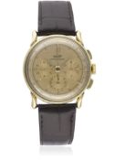 A RARE GENTLEMAN'S 18K SOLID GOLD TISSOT ANTIMAGNETIC CHRONOGRAPH WRIST WATCH CIRCA 1950 D: Pink