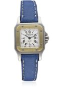 A LADIES STEEL & GOLD CARTIER SANTOS GALBEE WRIST WATCH DATED 1996, REF. 1567 150TH ANNIVERSARY