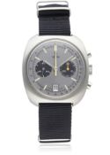 A GENTLEMAN'S STAINLESS STEEL HELVA CHRONOGRAPH WRIST WATCH CIRCA 1960s, REF. 9704 D: Brushed silver