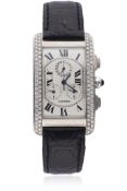 A GENTLEMAN'S 18K SOLID WHITE GOLD CARTIER TANK AMERICAINE WRIST WATCH CIRCA 2001, REF. 2312 D: