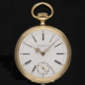 A FINE GENTLEMAN'S 18K SOLID GOLD PATEK PHILIPPE & CO POCKET WATCH CIRCA 1910 FOR E.A.WHIPPLE,