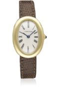 A RARE LADIES 18K SOLID GOLD CARTIER PARIS BAIGNOIRE WRIST WATCH CIRCA 1960s  D: Silver dial with