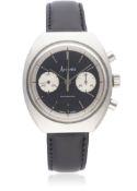 A GENTLEMAN'S STAINLESS STEEL ACCURIST SCHOCKMASTER CHRONOGRAPH WRIST WATCH CIRCA 1970s D: Black
