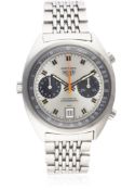 A GENTLEMAN'S STAINLESS STEEL HEUER CARRERA AUTOMATIC CHRONOGRAPH BRACELET WATCH CIRCA 1970s, REF.