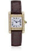 A FINE LADIES 18K SOLID GOLD & DIAMOND CARTIER TANK NORMALE WRIST WATCH CIRCA 1990s, REF. 28006 D: