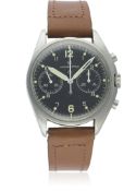 A GENTLEMAN'S STAINLESS STEEL BRITISH MILITARY HAMILTON RAF PILOTS CHRONOGRAPH WRIST WATCH DATED