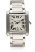 A GENTLEMAN'S STAINLESS STEEL CARTIER TANK FRANCAISE AUTOMATIC BRACELET WATCH CIRCA 2005, REF.