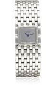 A LADIES STAINLESS STEEL CARTIER PANTHERE RUBAN BRACELET WATCH CIRCA 2002, REF. 2420 D: Silver '