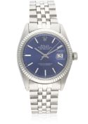 A GENTLEMAN'S STEEL & WHITE GOLD ROLEX OYSTER PERPETUAL DATEJUST BRACELET WATCH CIRCA 1972, REF.