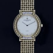 A GENTLEMAN'S 18K SOLID GOLD & DIAMOND VACHERON CONSTANTIN BRACELET WATCH CIRCA 1990s D: Ivory