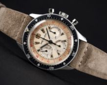 A RARE GENTLEMAN'S STAINLESS STEEL MEYLAN DECIMAL DIVERS CHRONOGRAPH WRIST WATCH CIRCA 1960s, REF.