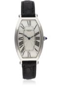 A FINE & RARE GENTLEMAN'S LARGE SIZE PLATINUM CARTIER TONNEAU CINTREE WRIST WATCH CIRCA 2000, REF.